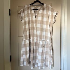 Plaid Tan and White Dress